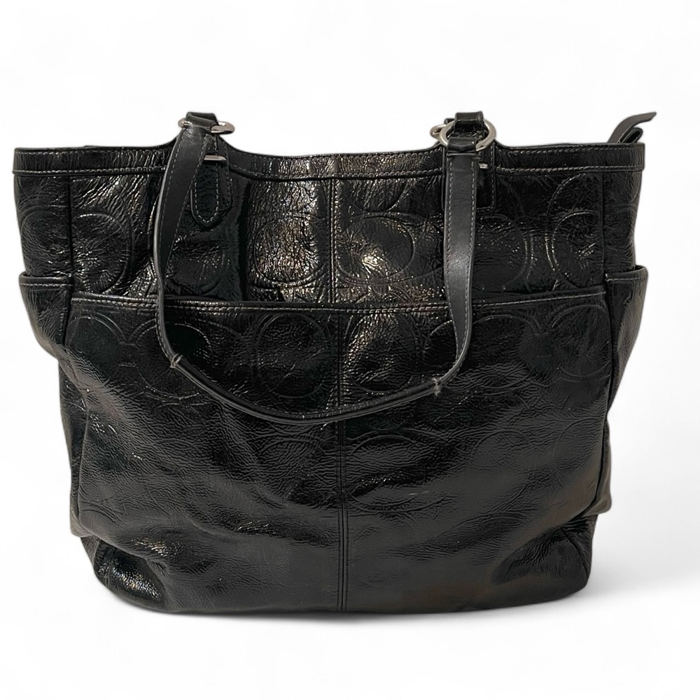 ❤️ Coach Black Patent Leather Gallery North/South Tote F19818 - Picture 5 of 13